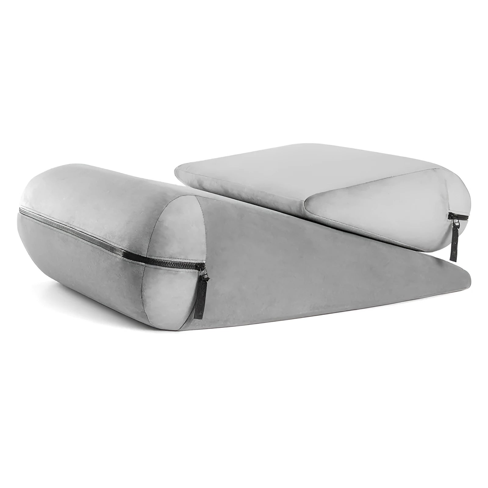 High-density sponge triangle cushion pillow in embroidered fabric, colours: red, grey, black, lake blue, peach.