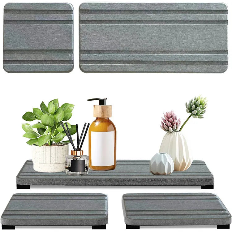 Square solid colour diatom oil bathroom countertop draining mat in three colour options