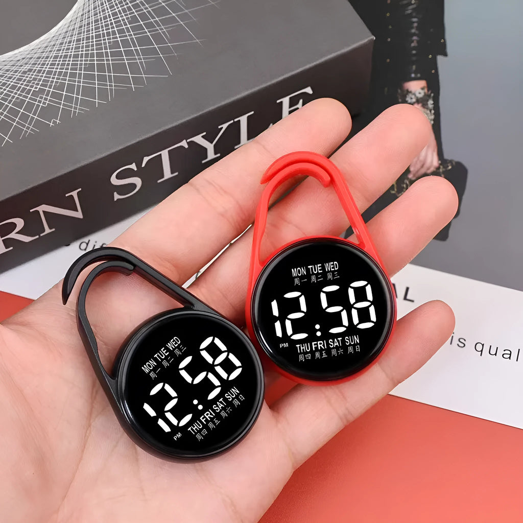 Electronic digital watch with luminous LED display and plastic waterproof casing