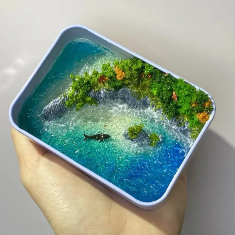 DIY bamboo marine landscape handmade model ornament with whale and island theme options