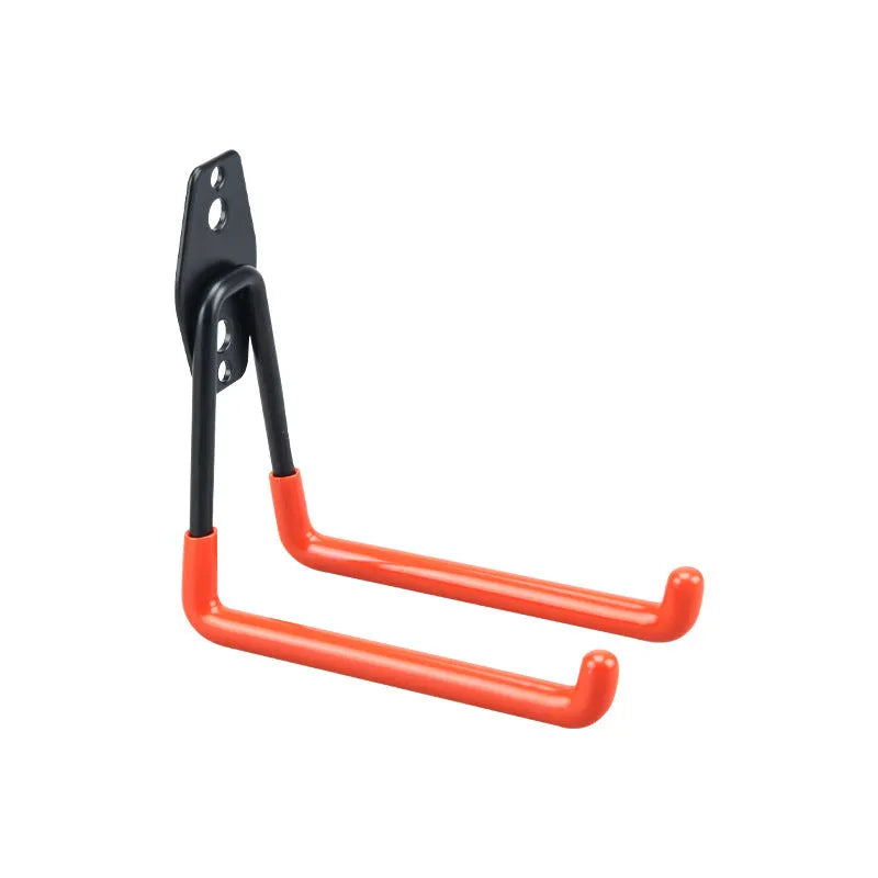 Carbon steel fixed storage hook for wire-wrap board, shown in bright orange