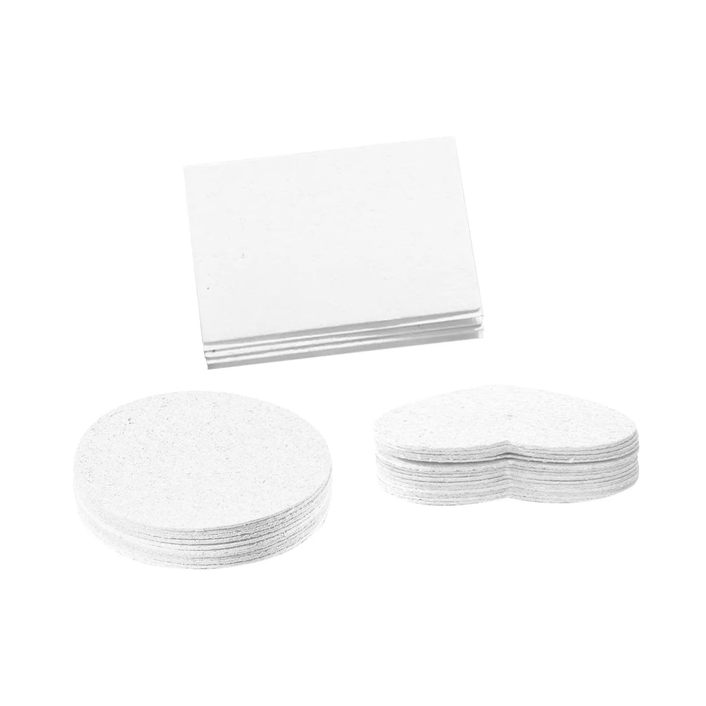 Wood pulp paper set showing square, heart, and round sheets with six fountain pens for art