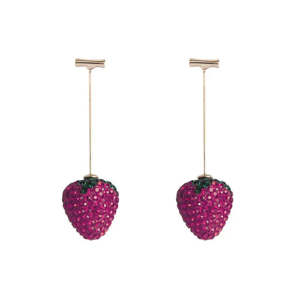 Women's spot drill strawberry earrings in zinc alloy with geometric design
