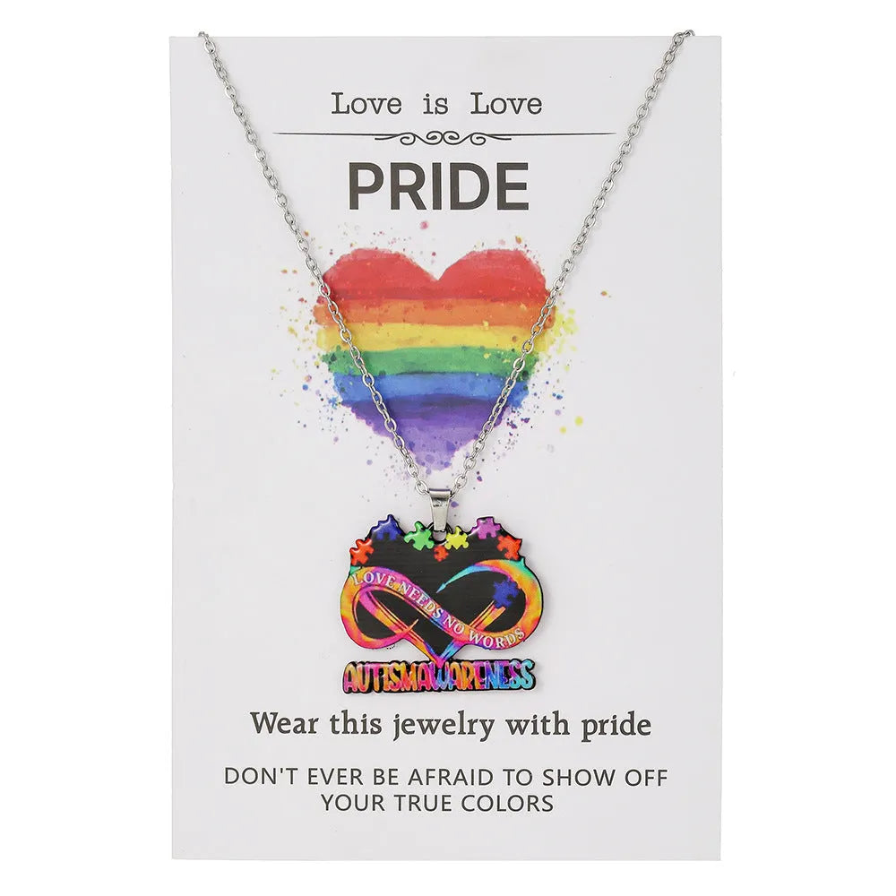 Stainless steel necklace with inspirational colour printing on the chain.