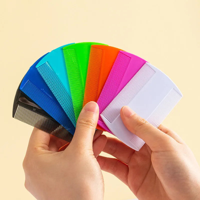 Fine teeth double-edged plastic flea comb for pets and humans in multiple colour choices
