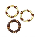 Women's multi-layer wooden necklace and bracelet set with alloy construction and round pendant elements
