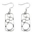 Geometric irregular square zinc alloy earrings with antique silver finish.