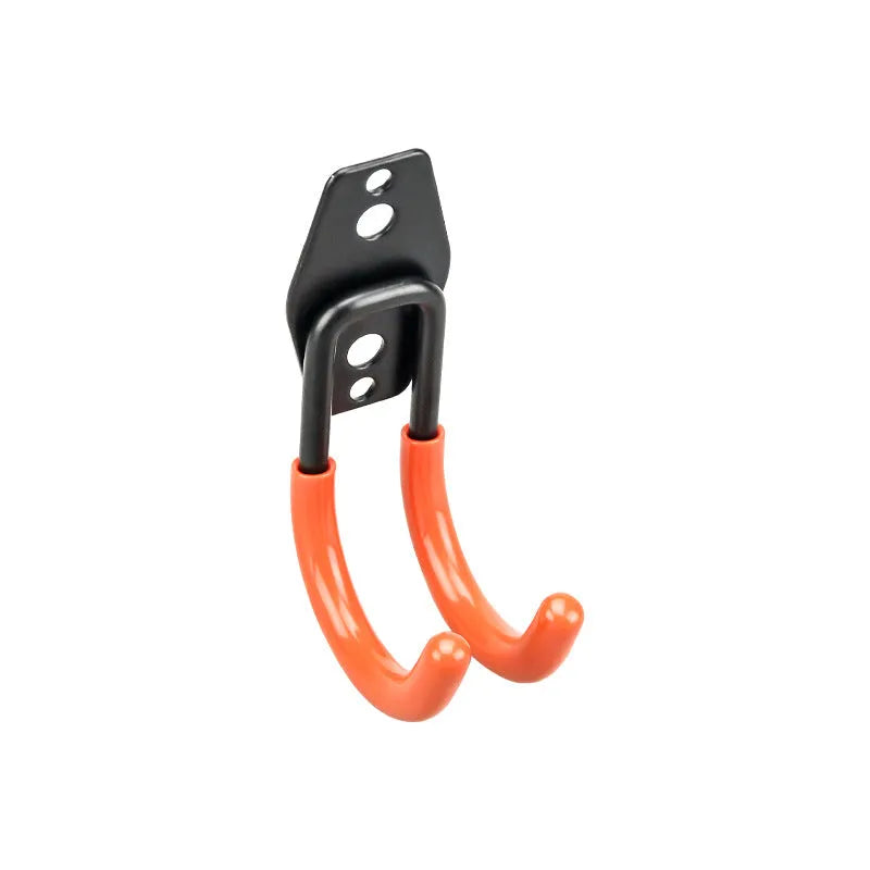 Carbon steel fixed storage hook for wire-wrap board, shown in bright orange