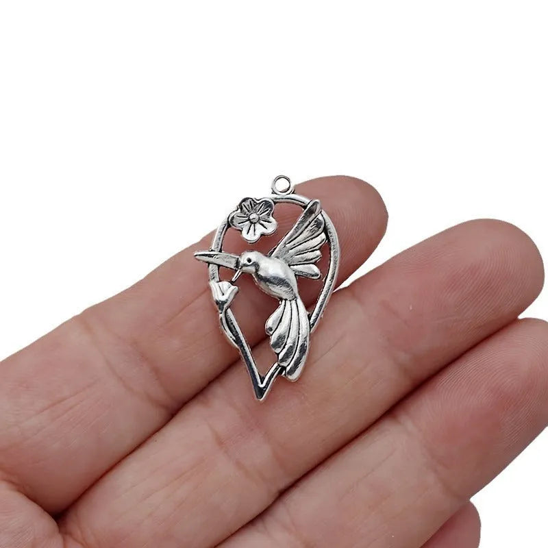 Magpie cuckoo pendant charm with electroplated finish for DIY jewellery making