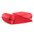 High-density sponge triangle cushion pillow in embroidered fabric, colours: red, grey, black, lake blue, peach.