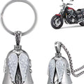 Angel wings feather necklace and keychain set in vintage silver-tone alloy jewellery