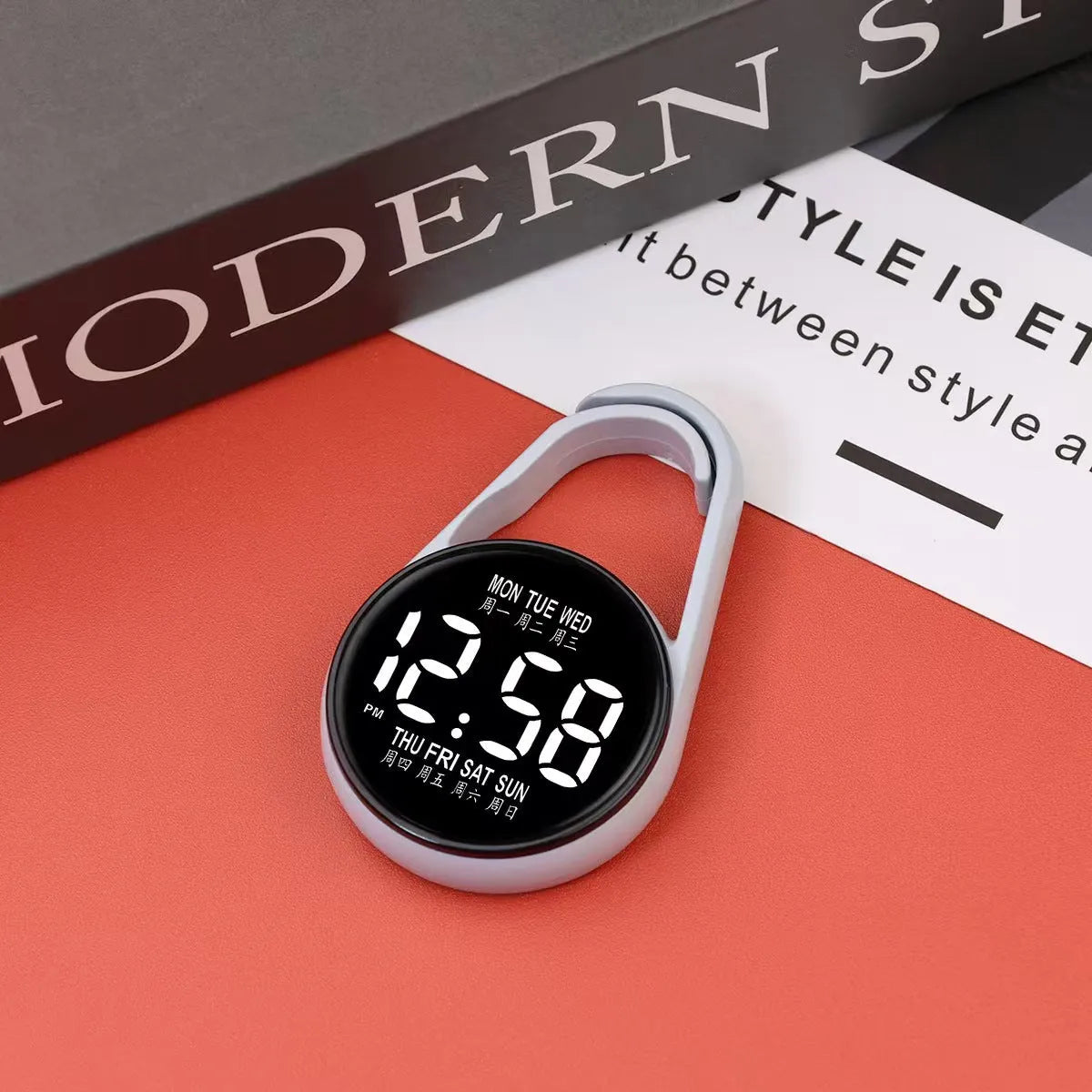 Electronic digital watch with luminous LED display and plastic waterproof casing