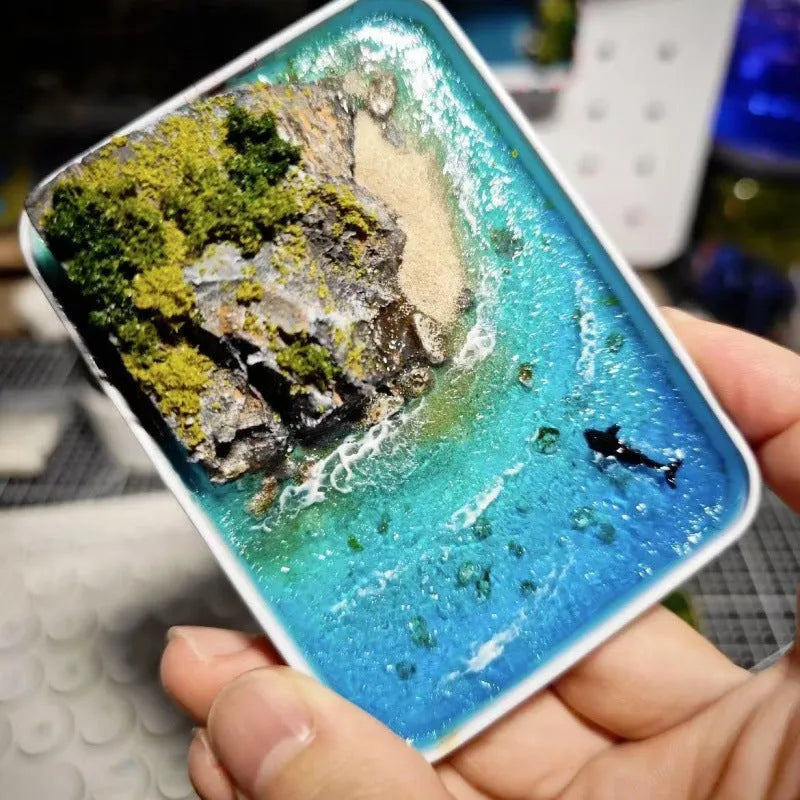 DIY bamboo marine landscape handmade model ornament with whale and island theme options
