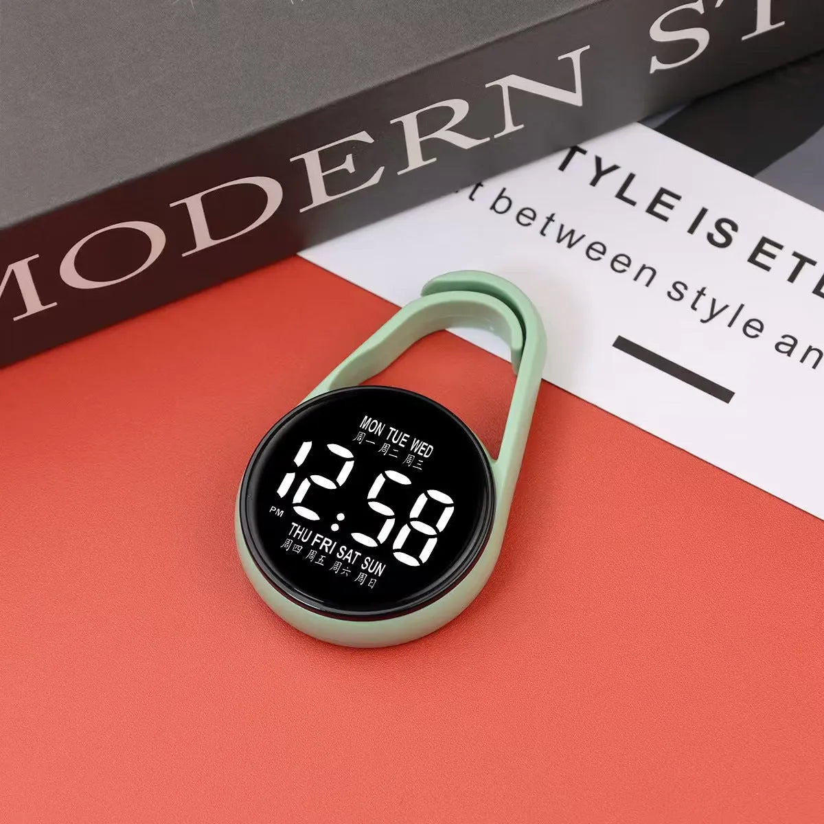 Electronic digital watch with luminous LED display and plastic waterproof casing
