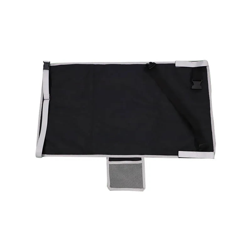 Portable children's aircraft pedal seat extender with optional drawstring pocket in nylon fabric