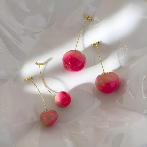 Acrylic peach fruit earrings for women in small and large peach colour variations
