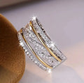 Platinum alloy wide face ring with hollow jeweled detailing, diamond treatment finish, women's ring