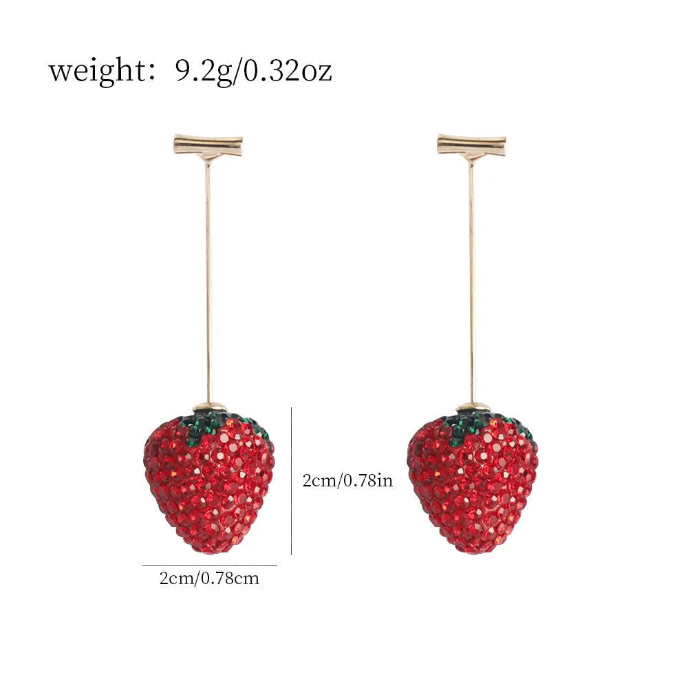 Women's spot drill strawberry earrings in zinc alloy with geometric design