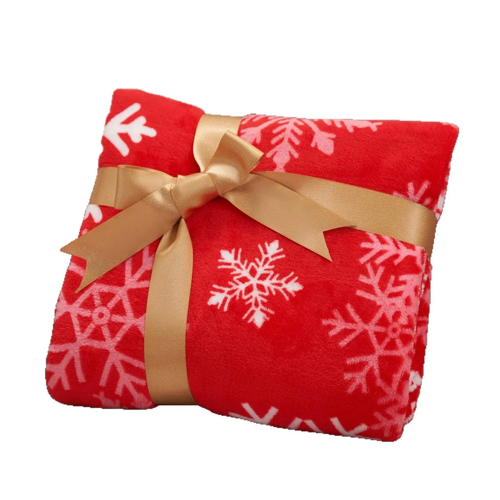 Soft flannel Christmas blanket in American style with plush texture, available in five colours and twelve size options