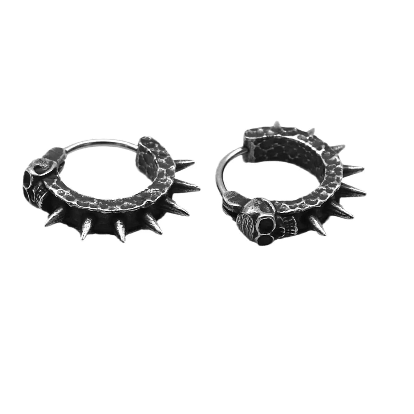 Geometric alloy earrings with punk motorcycle design in retro black copper colour