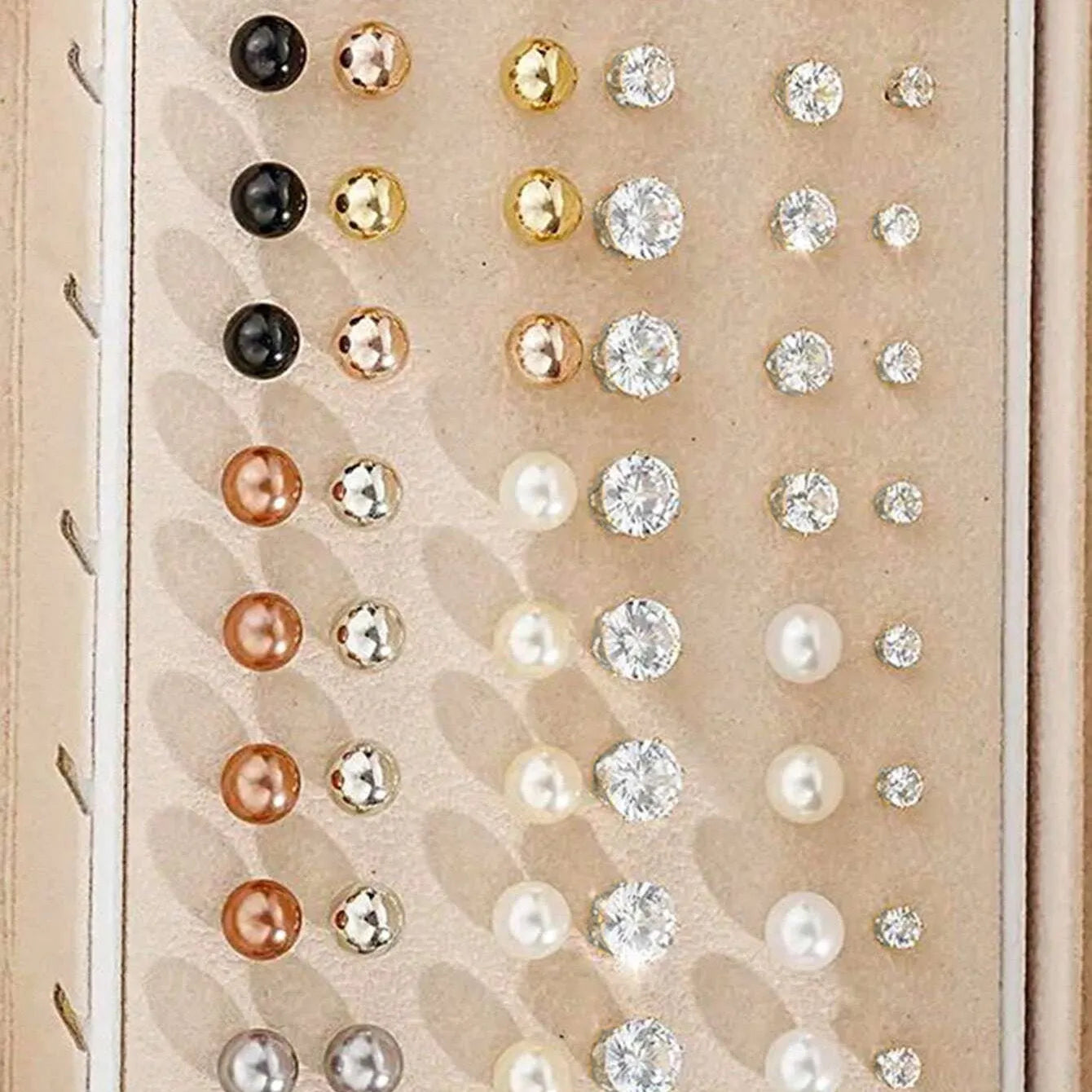 108 gold and yellow alloy geometric earrings with round pearl-like elements arranged in bulk set