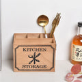 Wooden kitchen storage box with internal grid for knives forks chopsticks organisation