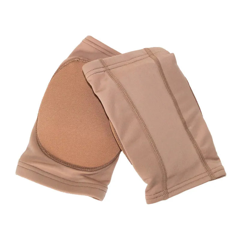 Black and skin colour ballet knee pads shown in five sizes from XS to XL for knee protection