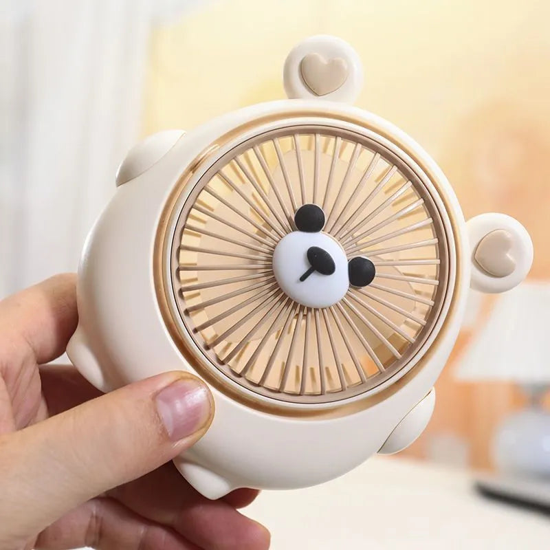 Fashion Cute Dog Desktop Electric Fan in a chosen colour on a desk with USB cable.