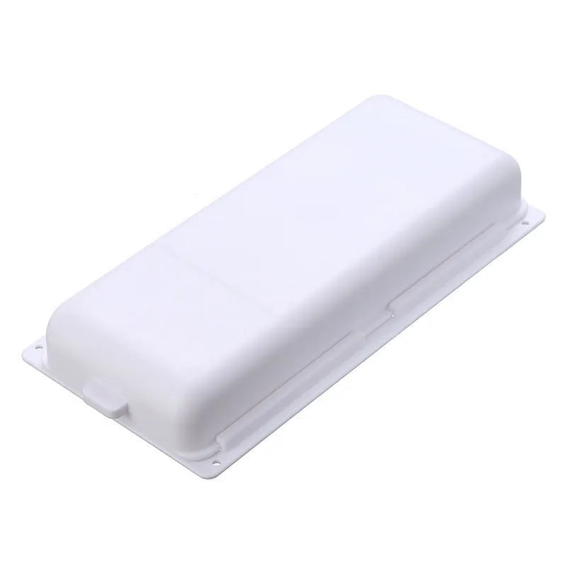 Plastic storage box with adhesive base for mounting under a table