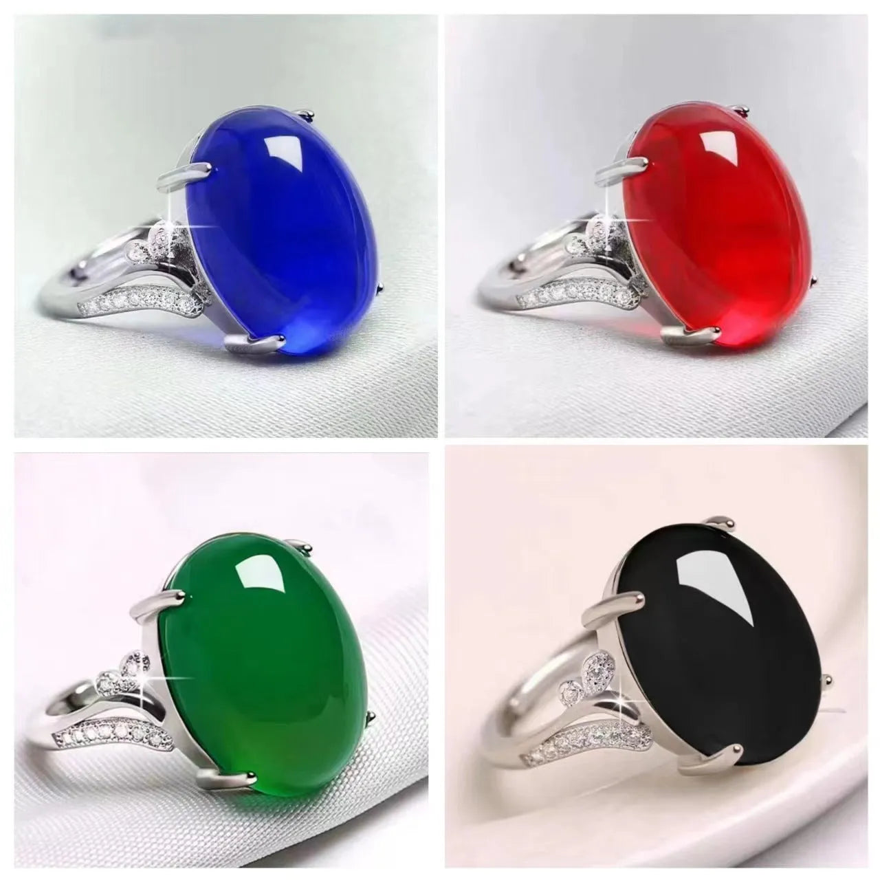 Adjustable natural sapphire ring with geometric ethnic design in multiple colour options