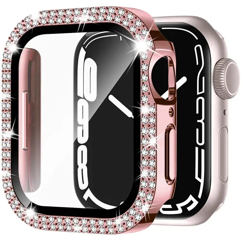 Apple Watch case with privacy screen in multiple colours including rose pink, gold and silver