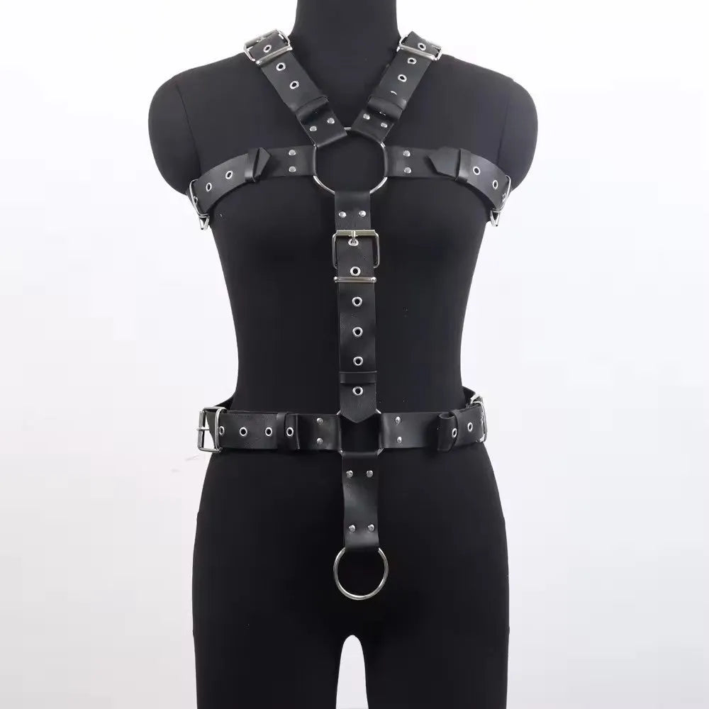 Black imitation leather shapewear belt with thin width and pin buckle fastening