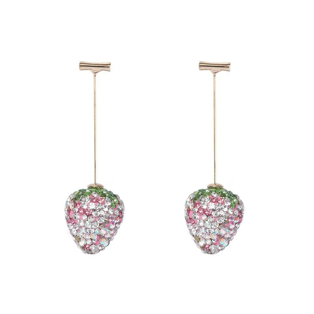 Women's spot drill strawberry earrings in zinc alloy with geometric design