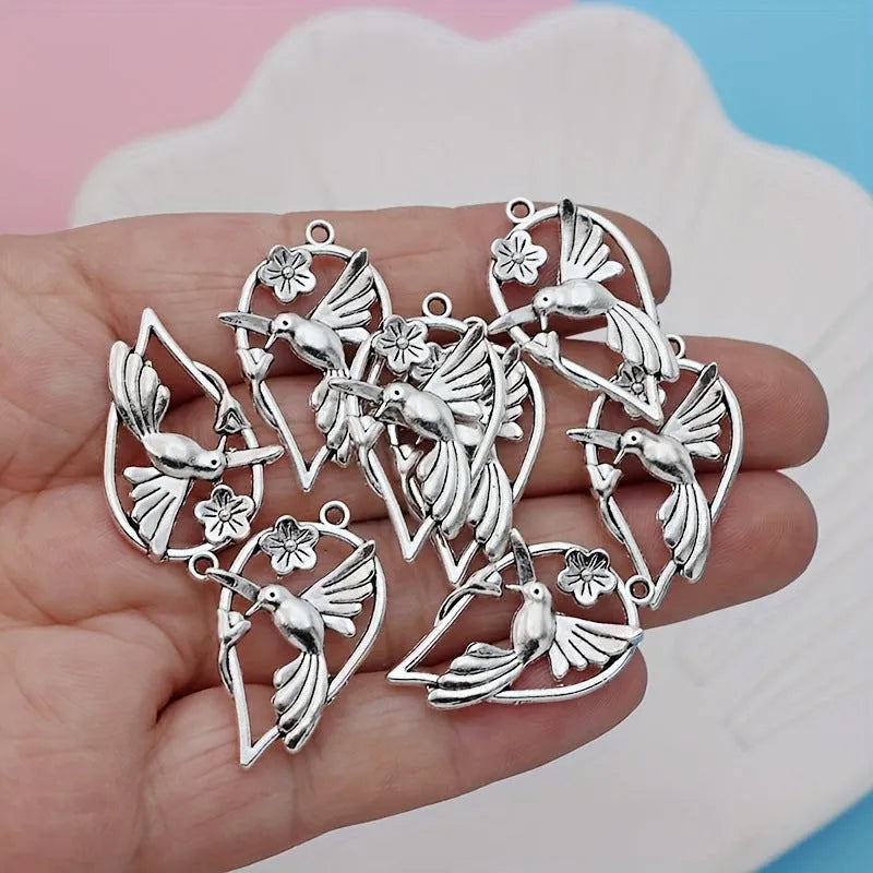 Magpie cuckoo pendant charm with electroplated finish for DIY jewellery making