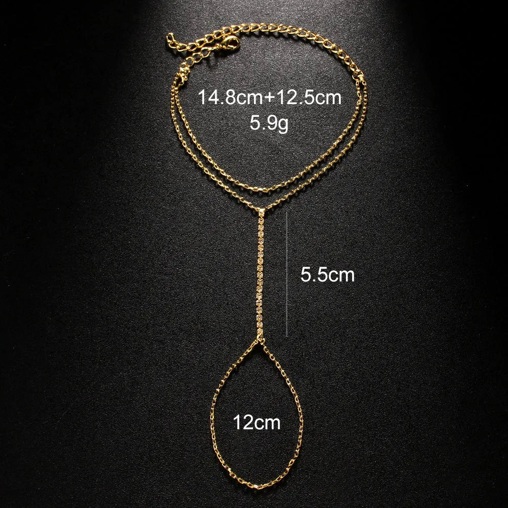 Geometric bohemian rhinestone bracelet for women in gold or silver alloy.