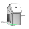 Black mobile phone magnetic wireless charging stand showing 180-degree rotation adjustment with Type-C cable
