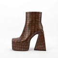 Women's solid color ankle boots with super high heel above 8cm in artificial PU material