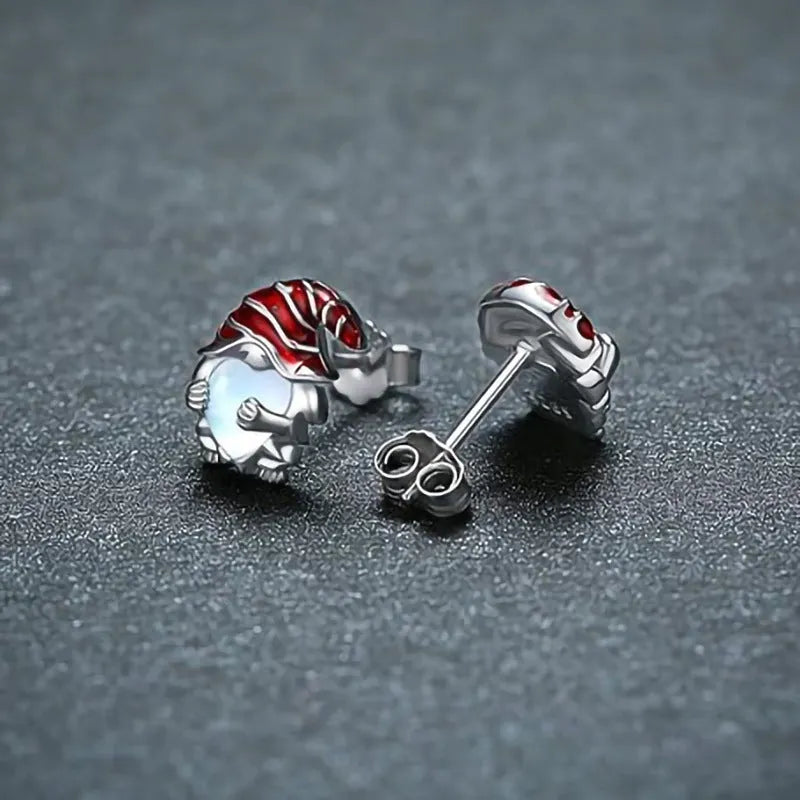 Women's Santa Claus heart-shaped earrings with white gold electroplated finish on copper