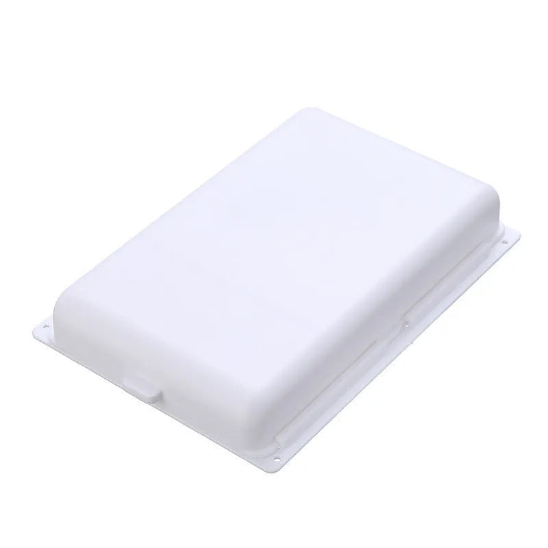 Plastic storage box with adhesive base for mounting under a table