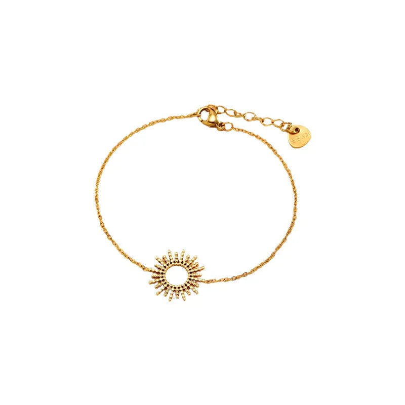 Sunflower Series 14K gold-plated jewellery set showing matching necklace and bracelet with geometric design