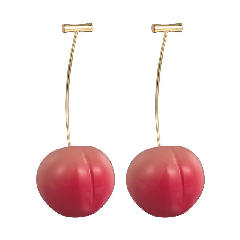 Acrylic peach fruit earrings for women in small and large peach colour variations