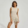 Women's brown polyester sports skirt dress with a shaping back design.