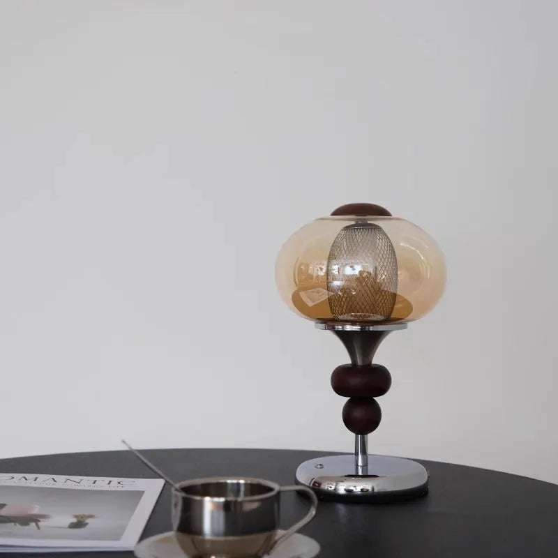 Solid wood rechargeable table lamp with touch control for dimming and three colour options