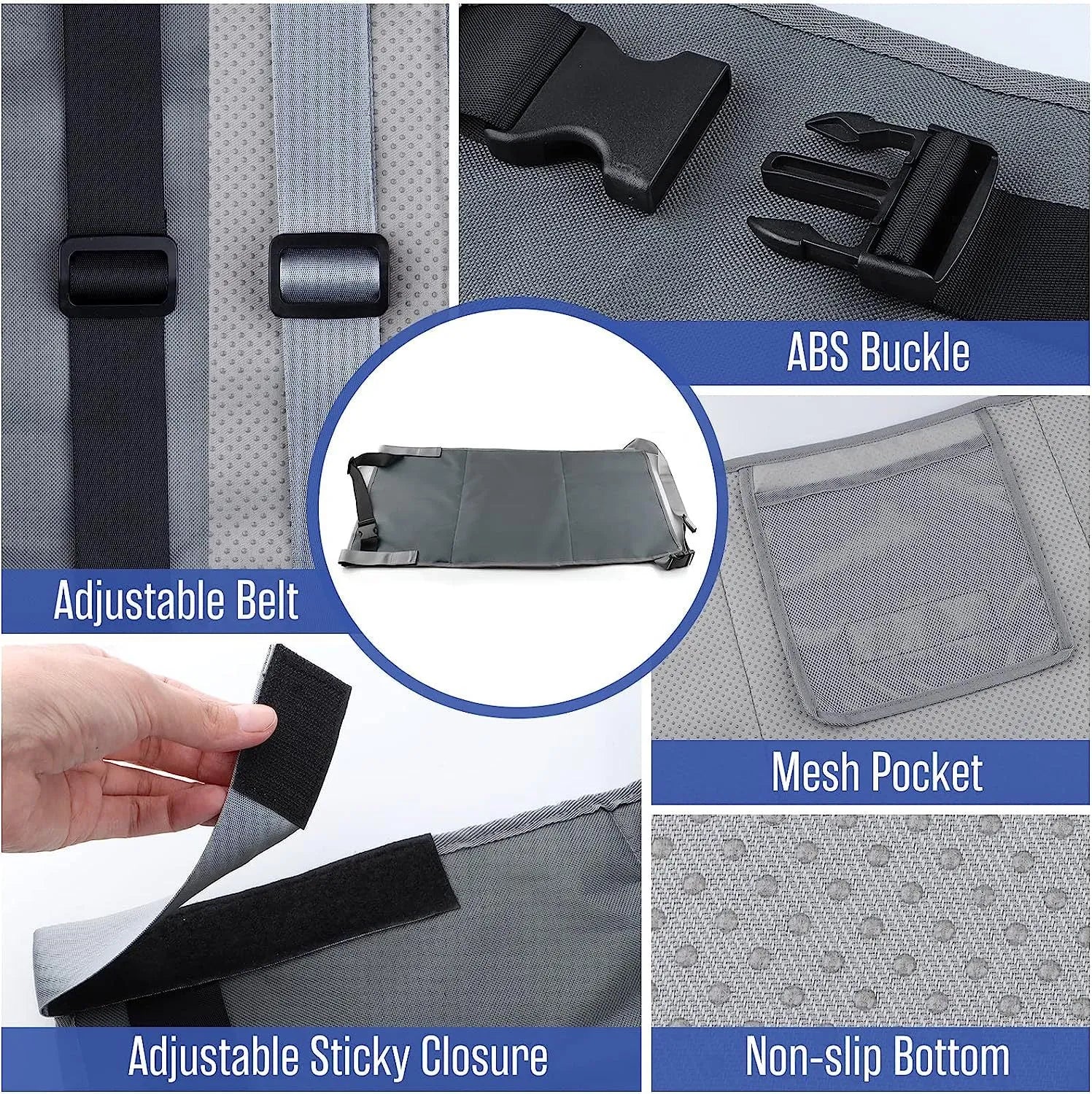 Portable children's aircraft pedal seat extender with optional drawstring pocket in nylon fabric