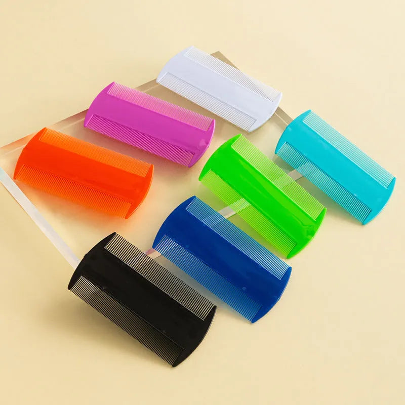 Fine teeth double-edged plastic flea comb for pets and humans in multiple colour choices