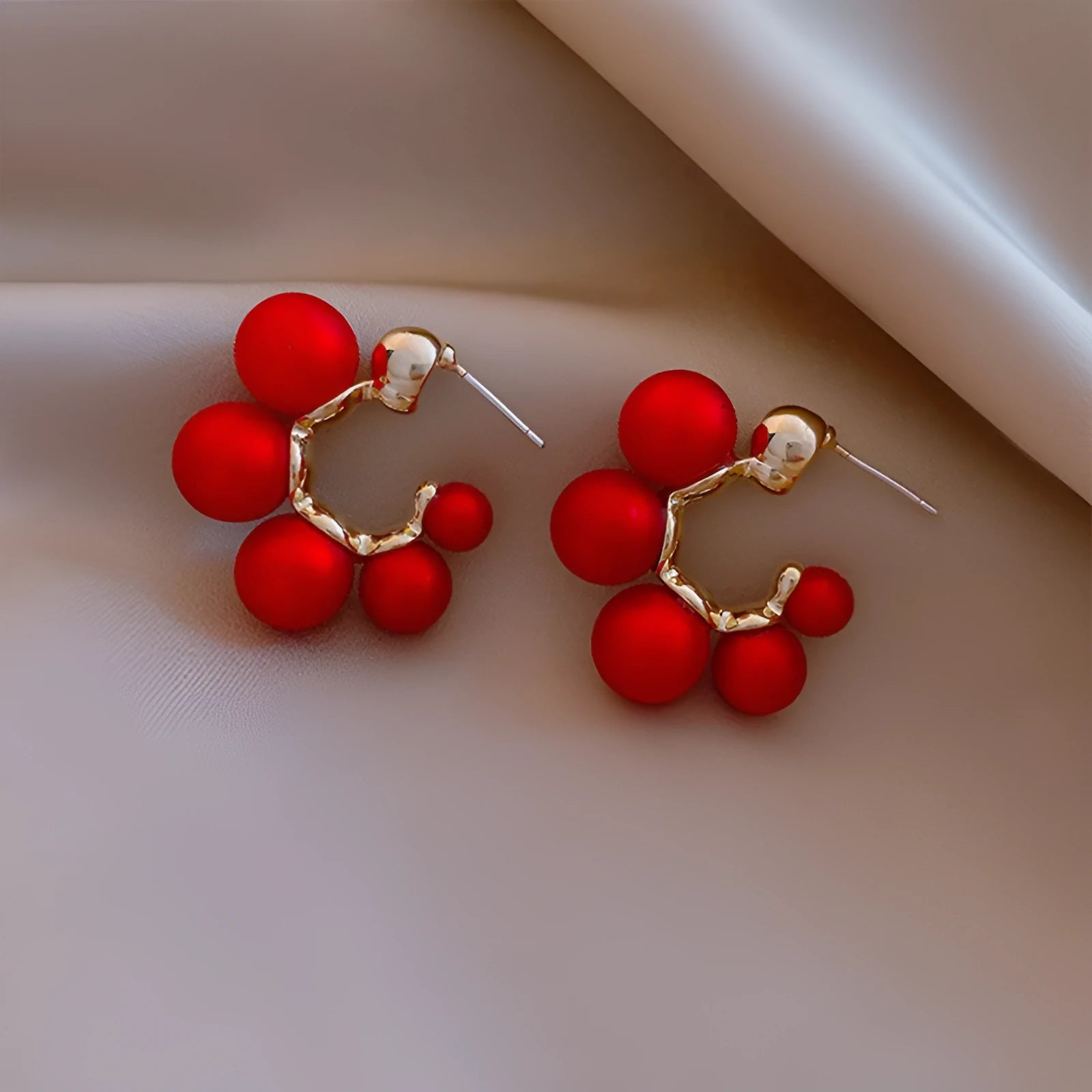 Red bell earrings for women with alloy construction and distinctive bell shape design