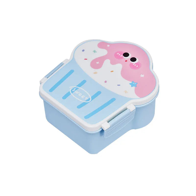 Creative ice cream shaped plastic lunch box with compartments in pink or blue colour options