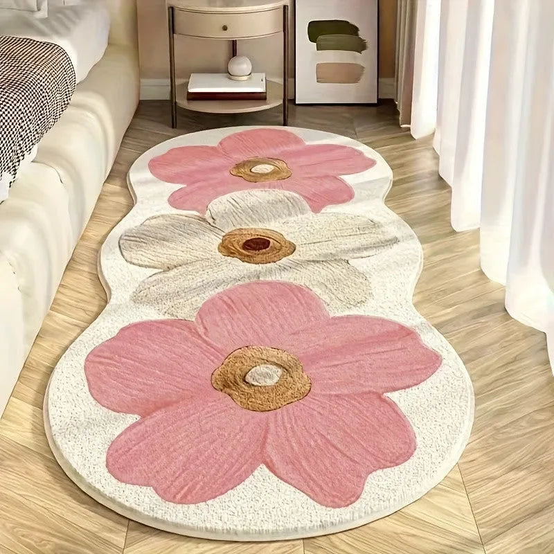 Flower shaped cartoon alien bedside blanket in gradient flower pink colour pattern