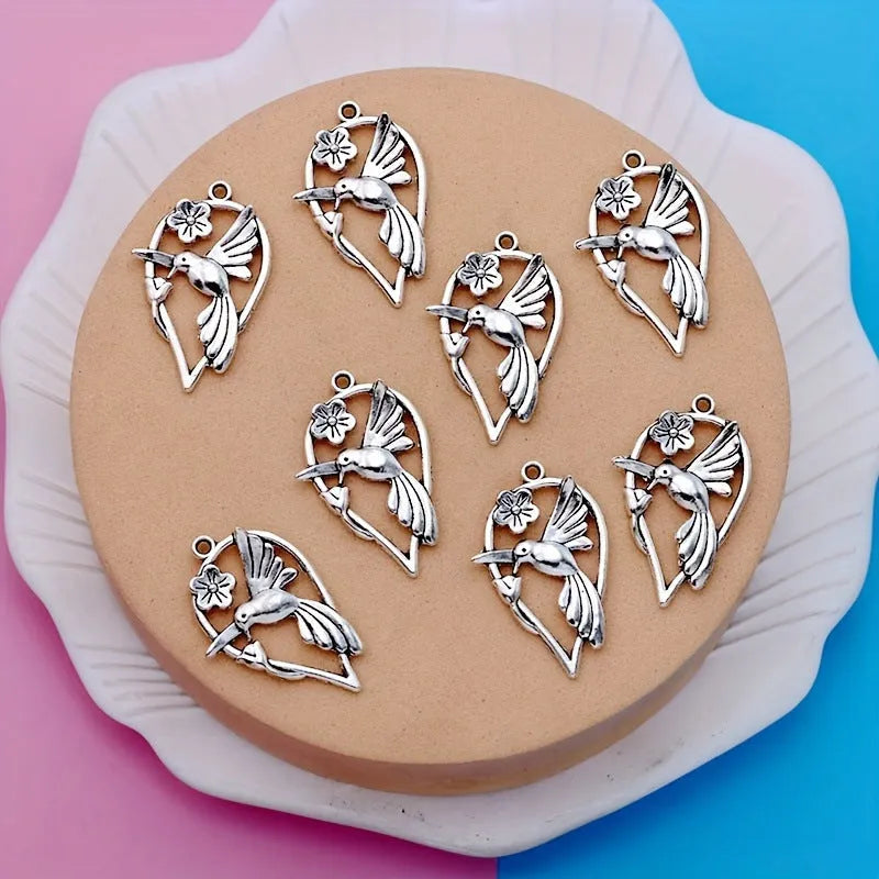 Magpie cuckoo pendant charm with electroplated finish for DIY jewellery making