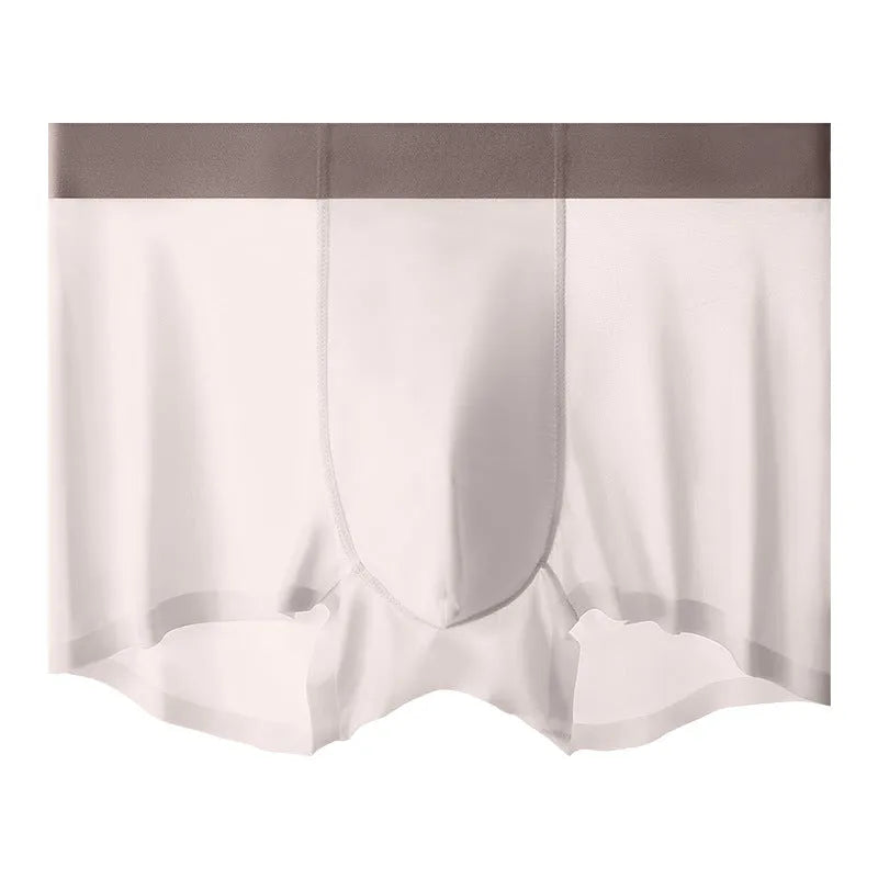 Men's Ice Silk graphene antibacterial shorts in bean green colour showing seamless design